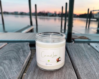 Coconut Lime | Healing Crystal Candle  | Soy Wax | Multiple Sizes