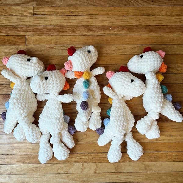 Rainbow Dinosaur Snuggler | Dinosaur Lovey | Crochet Dinosaur