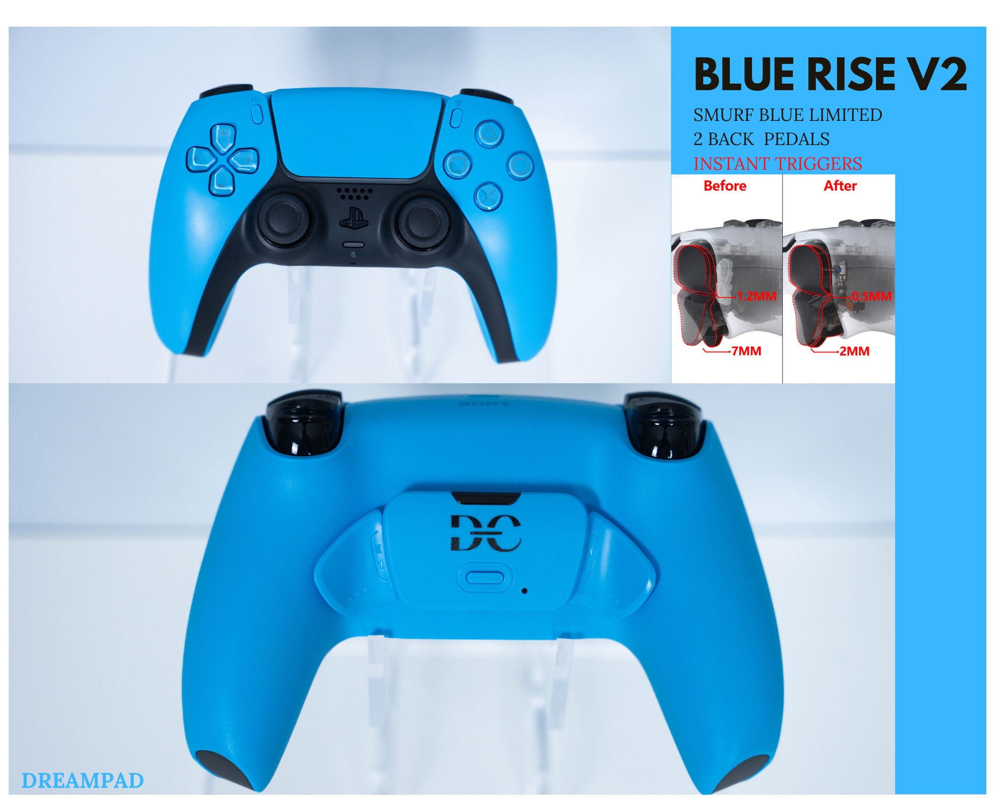 Buy PS5 Controller With 4 Back Buttons Paddles Smurf Blue extreme Rate RISE  4 Active Online in India 