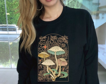 Mushroom Crewneck Mushroom Sweater Mushroom Sweatshirt Light Academia Clothing Dark Academia Clothes Cottagecore Sweatshirt Cottagecore