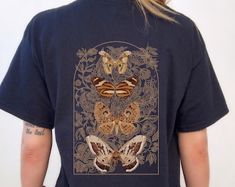 Moth Shirt Cottagecore Shirt Bug Shirt Aesthetic Tshirt Insect Shirt Moth Tees Cottage Core Shirt Goblincore Clothing Dark Academia Shirt