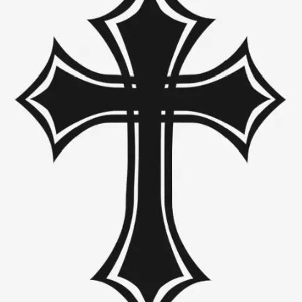 Black Gothic Cross w Lines pes file embroidery digitization