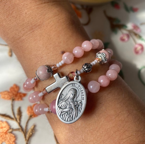 Saint Therese of Lisieux Elastic Rosary Wrap Bracelet Etsy UK