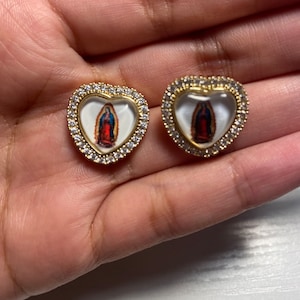 Pendientes Virgen de Guadalupe forma corazón