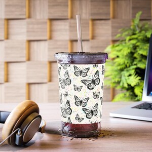 Butterfly Acrylic Tumbler, Stylish Drink Cup for Eco-Friendly Living, Perfect for Summer Parties, Gifts, and Everyday Use