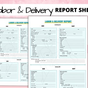 Labor and Delivery Nurse Report Sheet, Mother Baby, L&D Nurse Checklist (PDF)