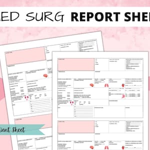Med Surg Report Sheet, 2 patient report sheet, icu report sheet, nursing report sheet, med surg template, nicu report sheet, nursing notes