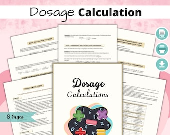 Dosage Calculations Nursing Practice Sheets, Study Guide (PDF)