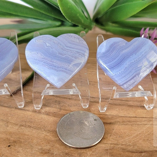 Natural Rare Blue Lace Agate Crystal Heart~ mini Heart