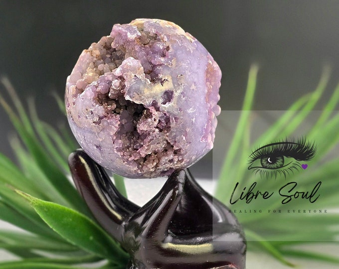 Natural Grape Agate Crystal Sphere| 60mm Grape Agate Orbit| Grape Agate Crystal Sphere