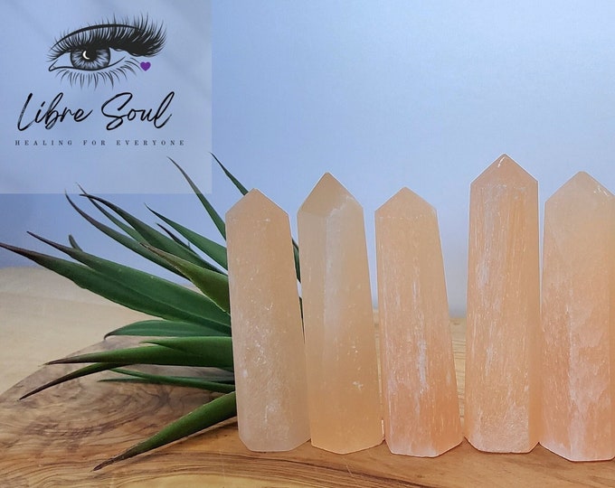 Natural Peach Selenite Points