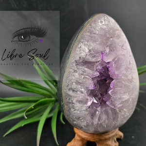 Amethyst Geode Druzy Egg: Uruguay Quartz Crystal with Stand