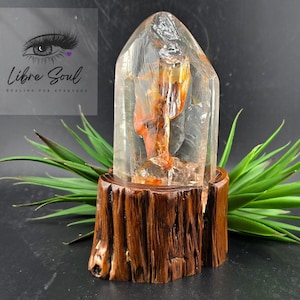 Golden Healer Quartz Crystal Freeform with Stand (520 grams)