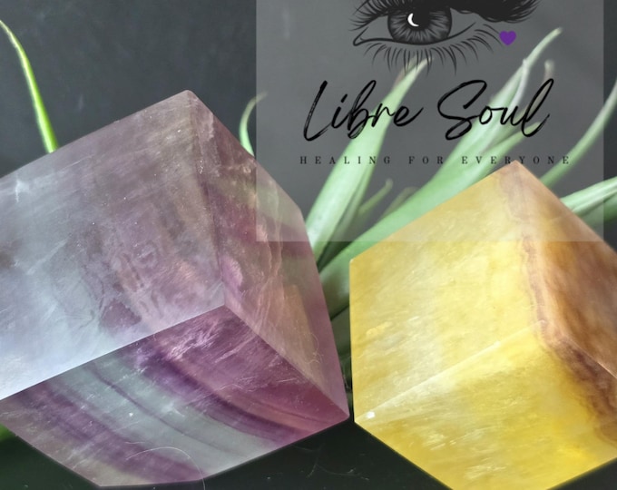 Natural Fluorite Heptahedron Crystal Cube| Rainbow Fluorite or Yellow Fluorite| Natural Fluorite Crystal Quartz
