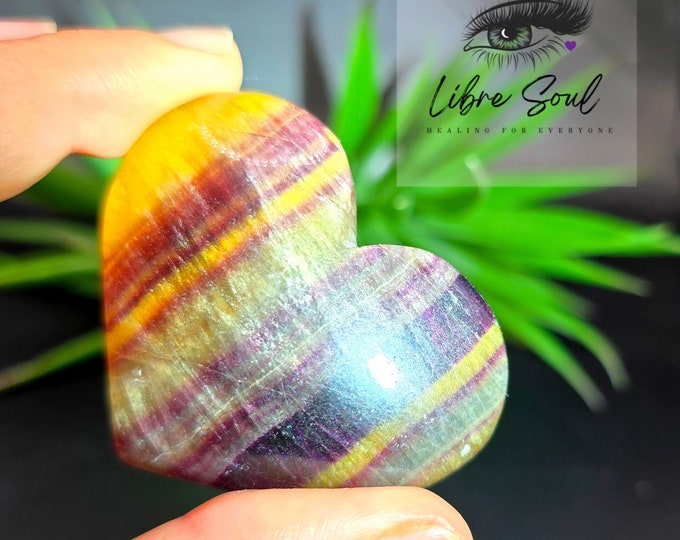 Fluorite Crystal Heart with Stand| 2.75" Crystal Fluorite Banded Heart| simply beautiful