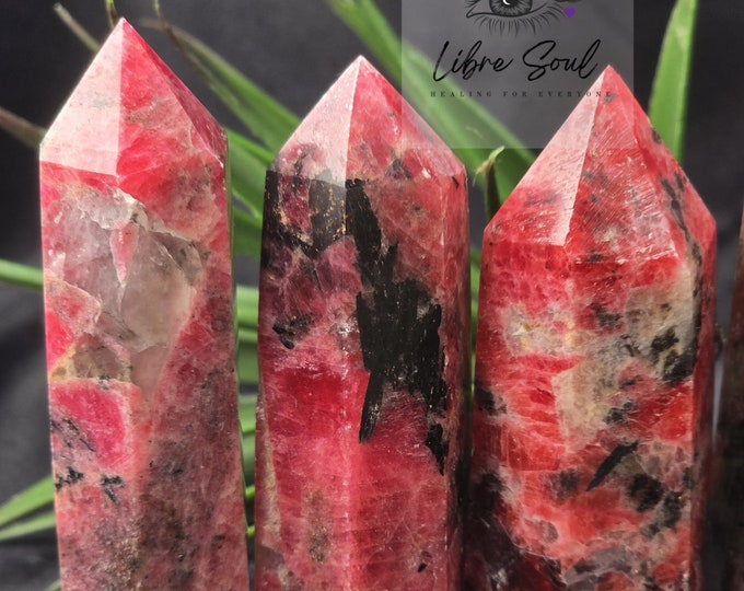 Natural Rhodonite Tourmaline Crystal Pillars/Points/ Towers| Red Pink Rhodonite Tourmaline Stunning Towers/ Crystal Points