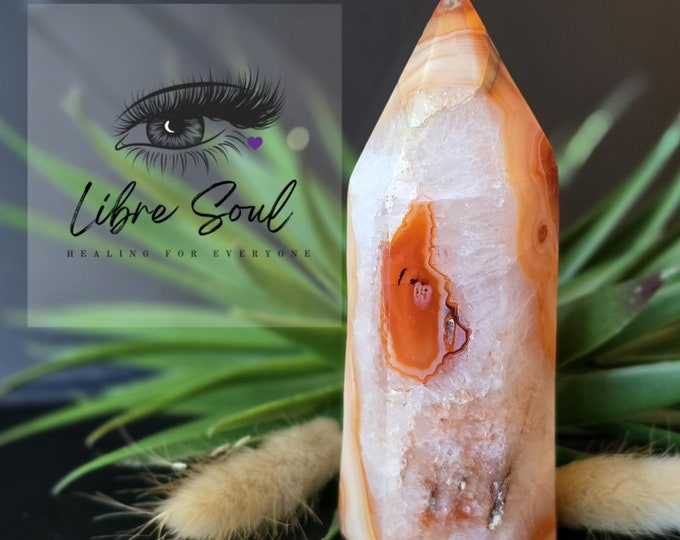 Natural Chubby Carnelian Crystal 4" Tower Points| Natural Banding and Beautiful Markings!