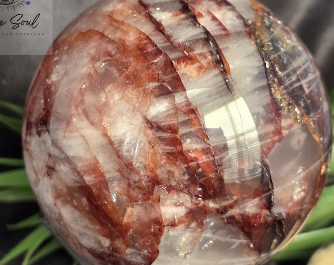 Fire Quartz 92mm LARGE Crystal Sphere| 3.6" Gorgeous and Firey 92mm| Stand Included  ~ Lots of Rainbow and Flash