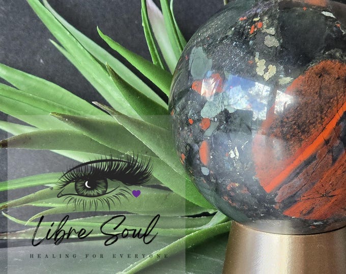 Large African Bloodstone  Crystal Spheres| 70 mm | Stand Included| 1 lbs.