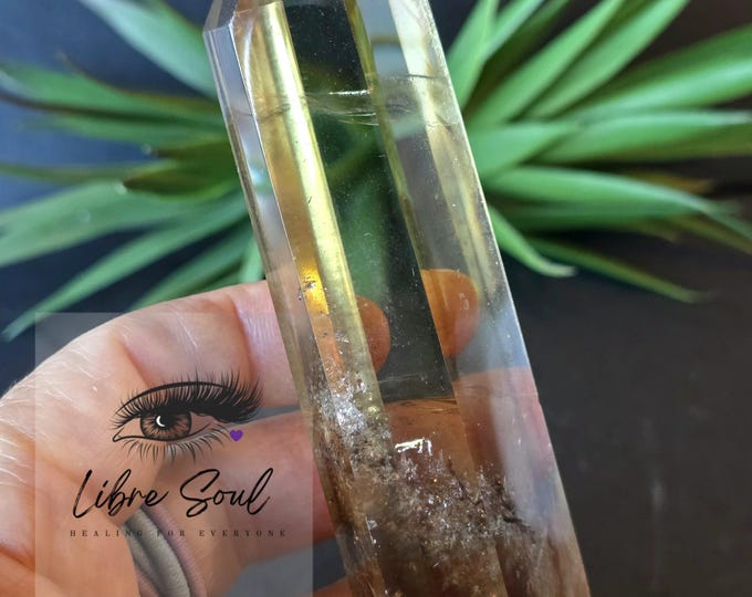 Natural Citrine Quartz  Point | Citrine Rainbow Crystal 4" Chunky Transparent with Rainbows| Raw Bottom