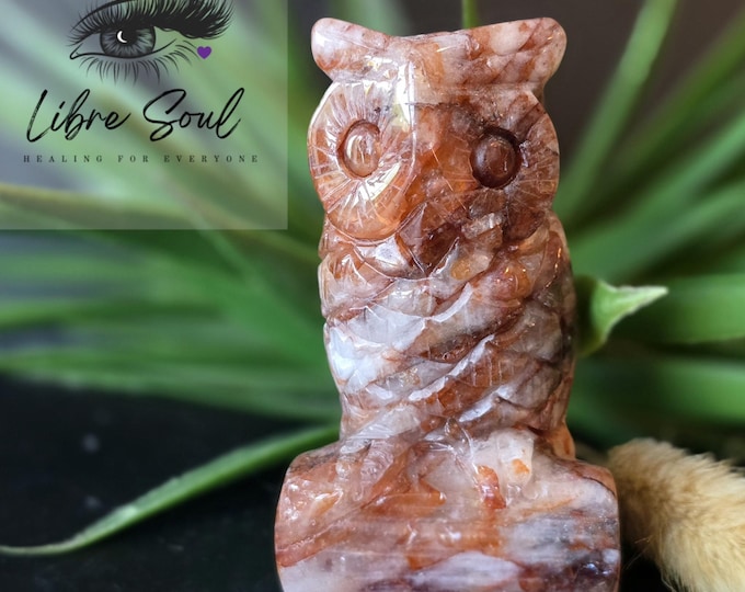 Natural Fire Quartz Owl | Hand Carved Fire Quartz Owl| Super Cute! Very Detailed!