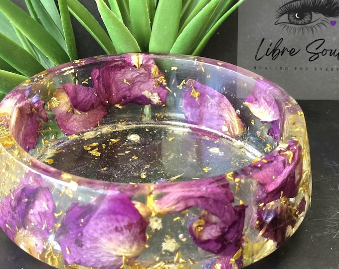 Dried Flower 4.5" Handmade Resin Bowl | Resin| Decorative|