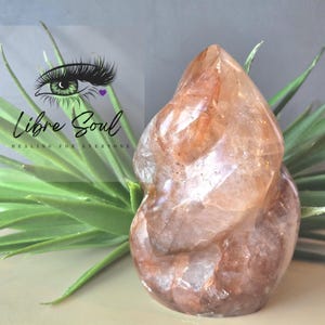 Rainbow Fire Quartz Crystal Flame: Polished Hematoid Quartz, 3.5&quot;