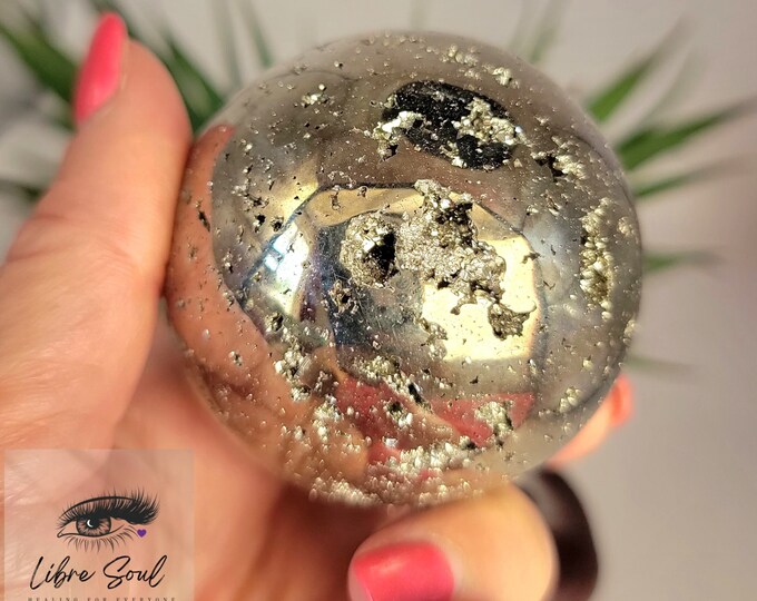Natural Pyrite Crystal Druzy Sphere