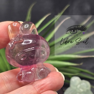 Natural Fluorite Melody Carved Crystal: Hello Kitty&#39;s Friend