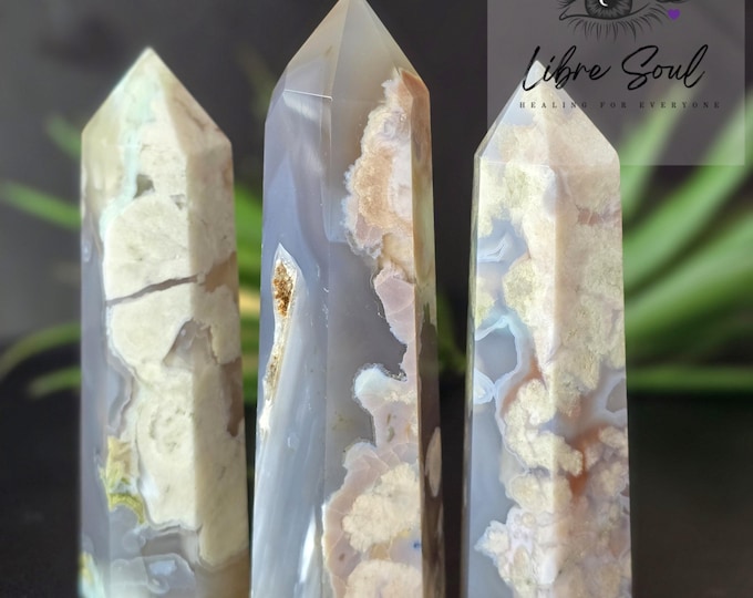 Natural Flower Agate Crystal Obelisk Points/ Flower Agate Obelisk Tower