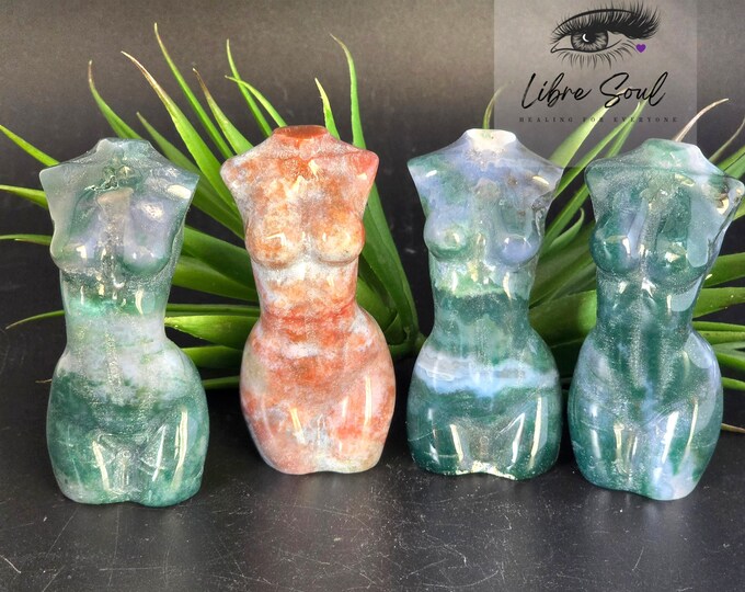 Natural 3" Moss Agate Female Crystal Bodies| Crystal Lady Goddess| Lady Goddess Crystal