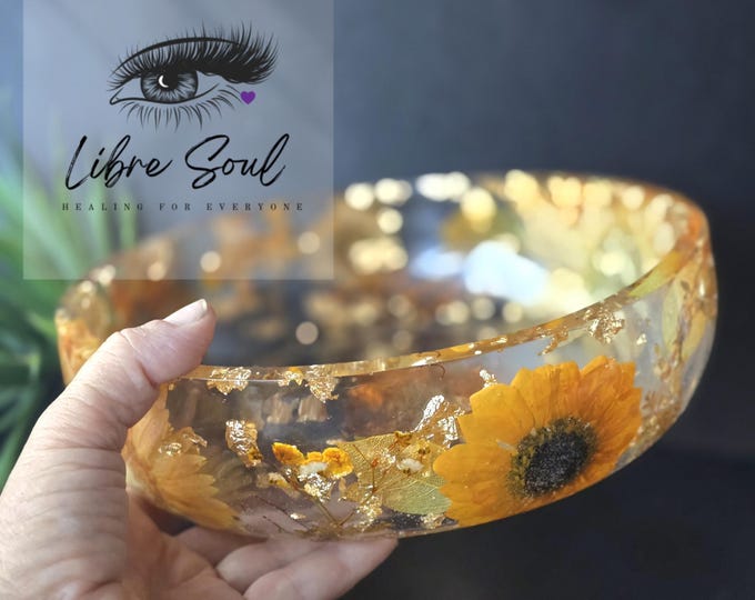 Dried Flower 8" Handmade Resin Bowl | Resin| Decorative|