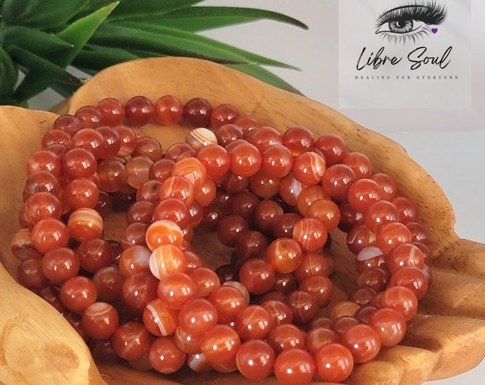 Natural 8mm Carnelian Beaded Bracelet