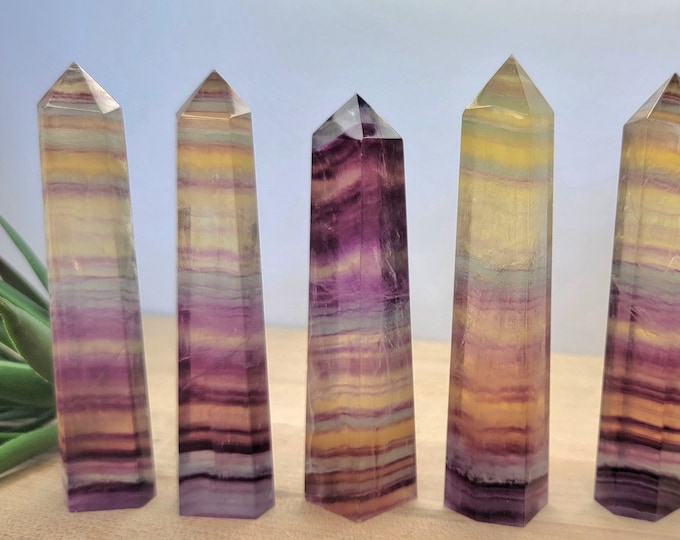 Natural Candy Fluorite Obelisk Crystal Point Towers