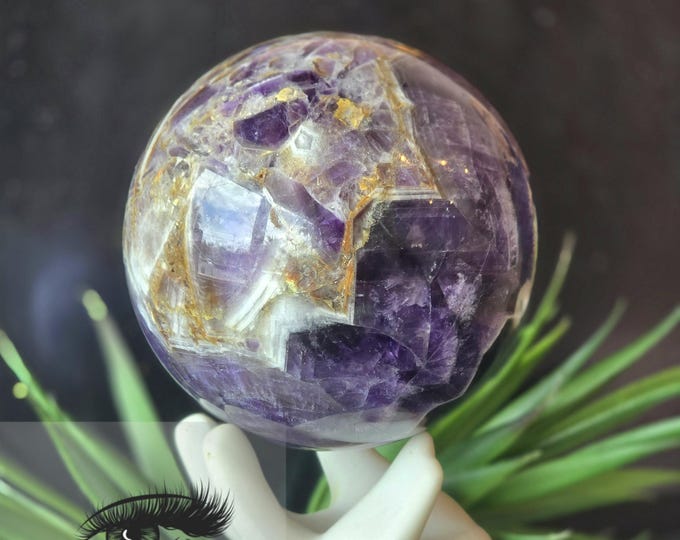 Natural 85mm  Dreamy Amethyst Crystal Sphere ~3.3" Chevron Amethyst Crystal Orbit| Amethyst Orbit Sphere Beautiful!