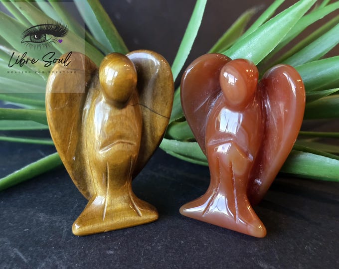 Pocket Sized Angel Crystal : Tiger Eye or Carnelian| 2"