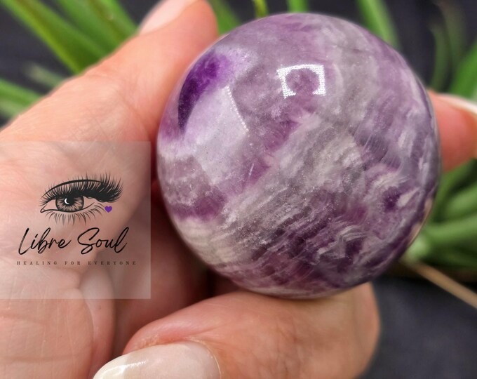 Natural Silk Fluorite 33mm Crystal Sphere| Purple Silk Fluorite