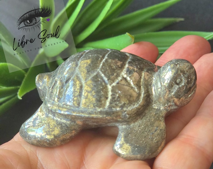 Pyrite Turtle Crystal Carving: 2.5" | Crystal Gold| Money| Fortune