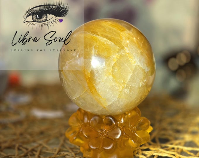 Golden Healer Quartz Sphere (77mm) with Hematoid & flash - Stand Included