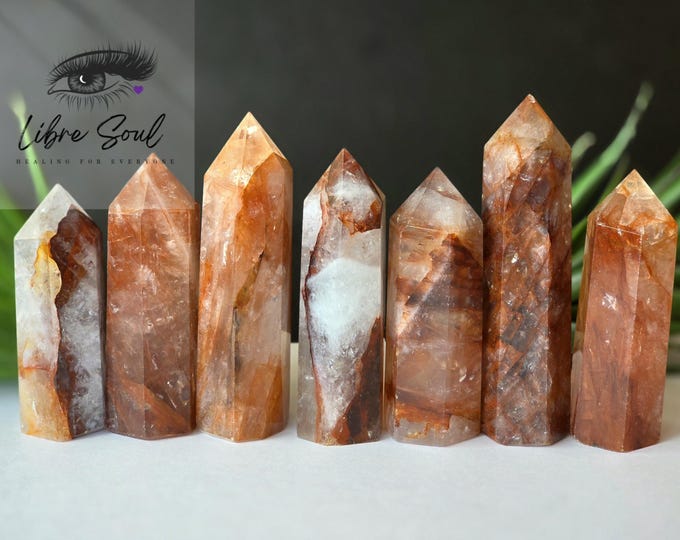 Natural Fire Quartz Crystal Points