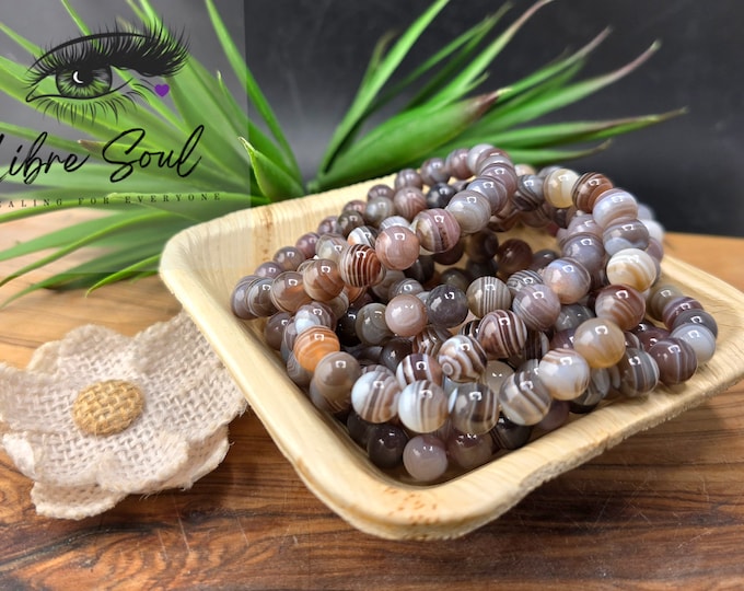 Natural Botswana Agate 6mm Beaded Bracelet/ Helps w/ Stress, Mental Clarity and Focus