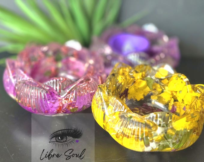 Handmade Resin Lotus Votives with Dried Flowers| Floral Lotus