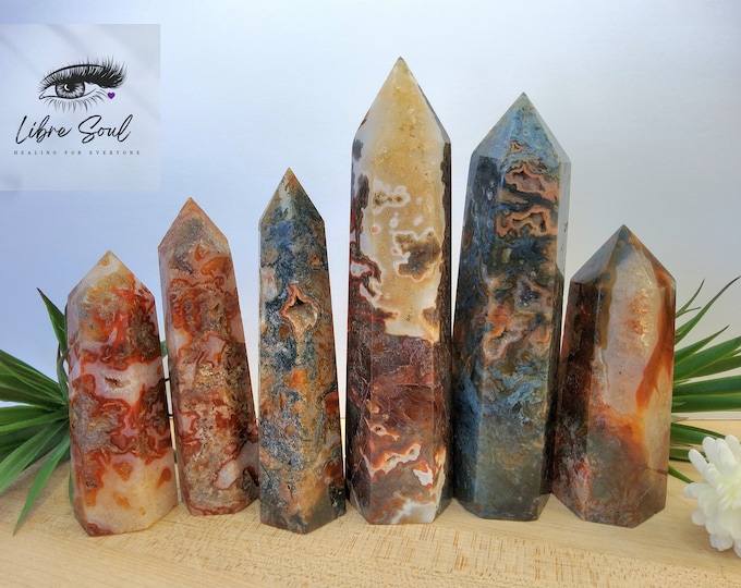 Natural Red Moss Agate Crystal Obelisk Tower Points...some with Druzy