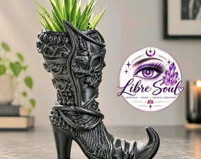 Modern 3D Gothic Witch Boot/Home Decor/ Succulent  Holder