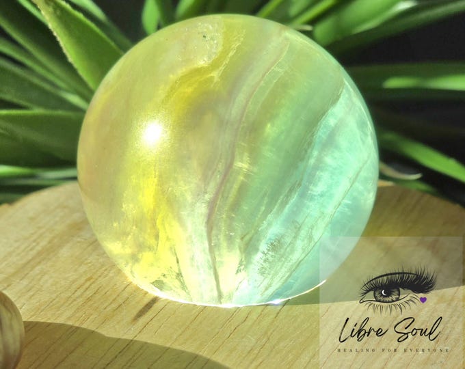 Natural Candy Fluorite Crystal 63mm Sphere with Beautiful Banding