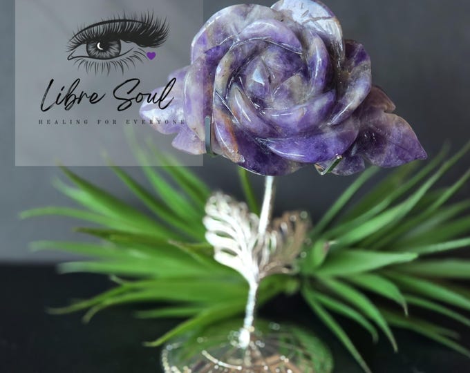 Dreamy Amethyst  Flower Carving with Stand:  Crystal| Hand Picked