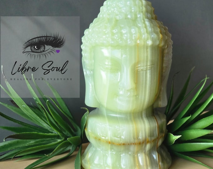 Large 3lbs. Afghan Jade Buddha Head / Onyx  Crystal Carved  ~Gorgeous!| Banded Afghan Jade/ AKA Afghan Onyx