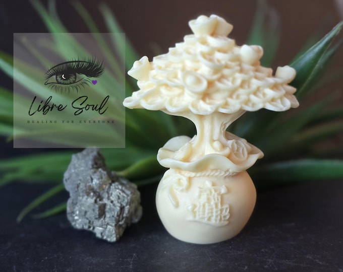 3" Natural Tagua Nut Money Tree,  Hand Carved Money Tree,  Ivory Nut Good Luck|New Job| New Home Gift Idea