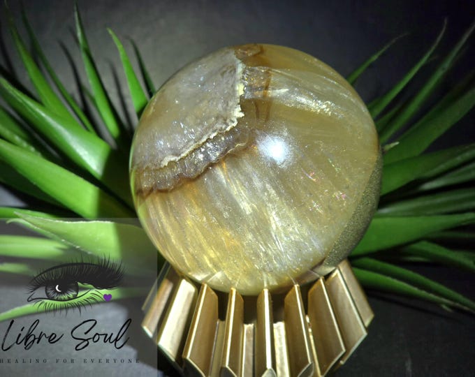 Fluorite Pyrite Sphere: Coexisting Crystal with Stand (62mm)