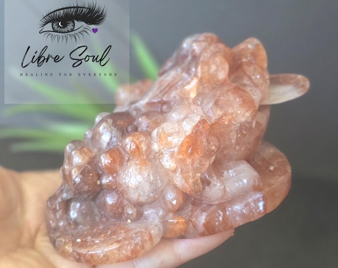 Fire Quartz Money Toad Carving: Feng Shui Lucky Charm